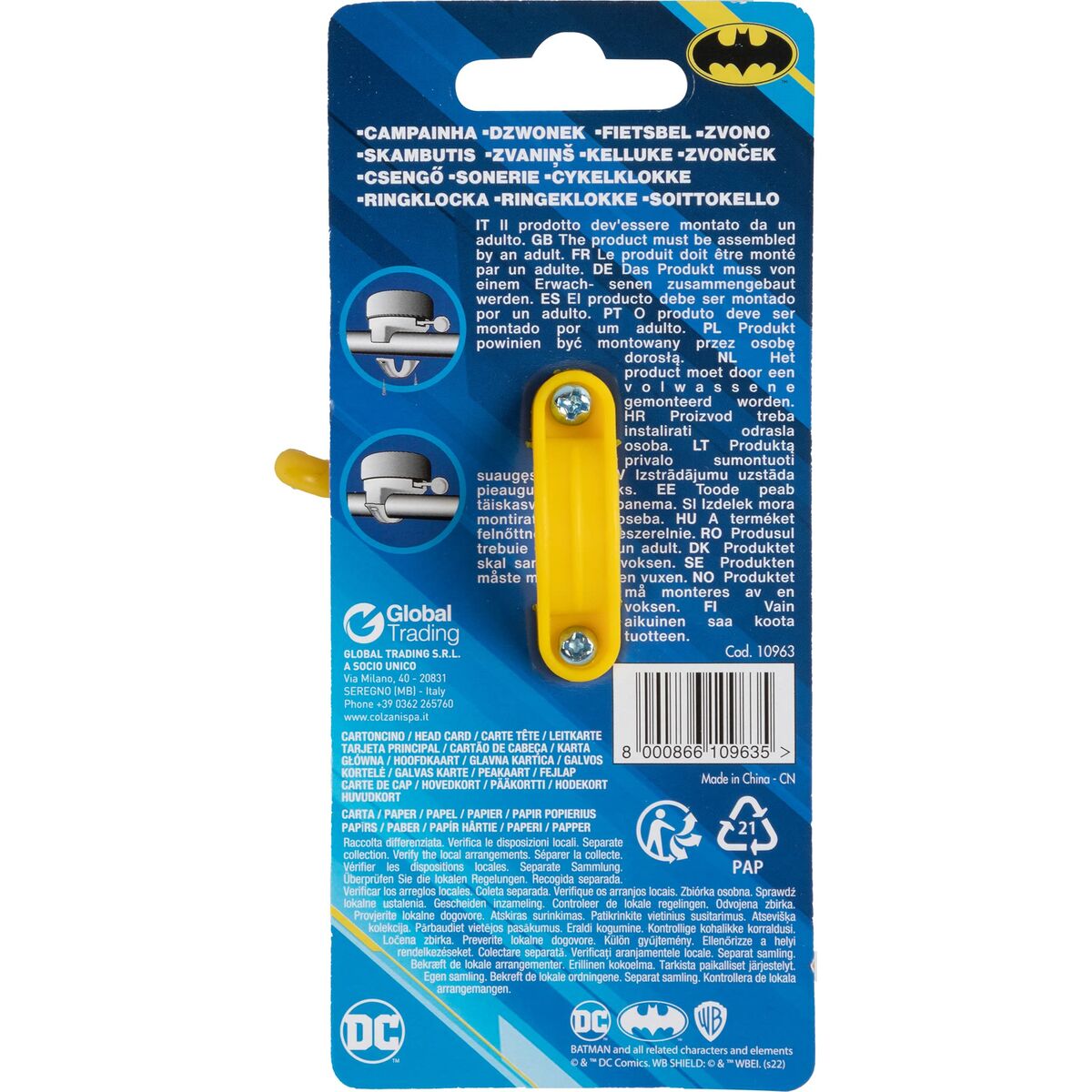 Ringklocka för barn Batman CZ10963 Svart/Gul